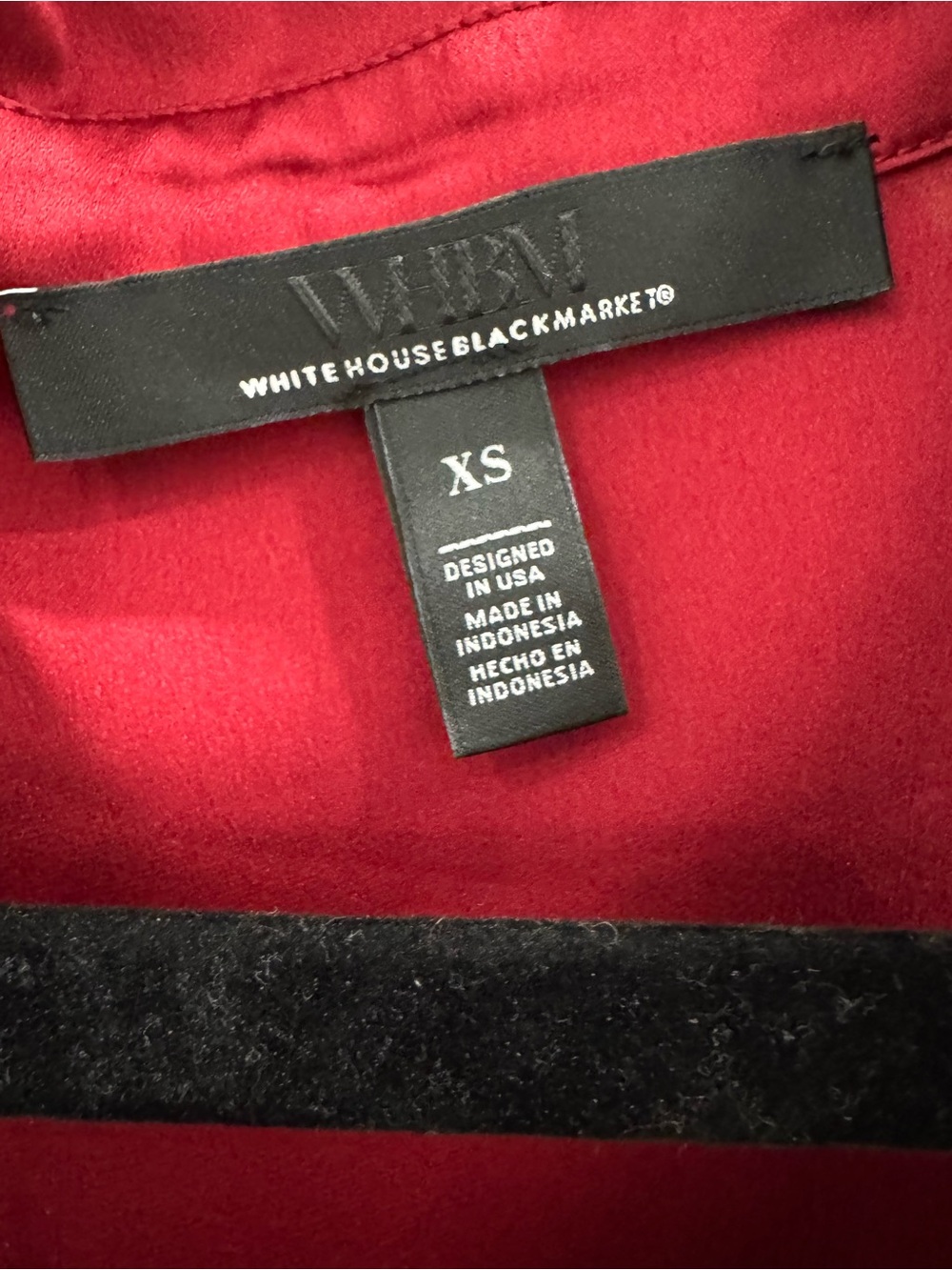 White House Black Market Red Silky V-Neck Long Sleeve Blouse - Picture 5 of 7